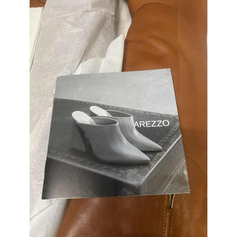 Arezzo Women's Marrom Vivian Round Toe Slip On Mid Block Heel Boots 7.5 B - Picture 7 of 9